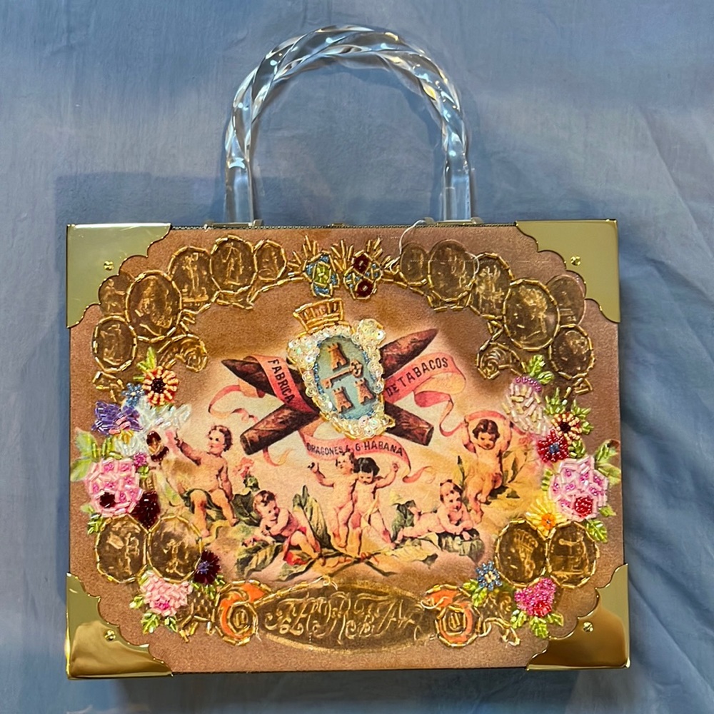 Vintage and funky cigar box purse.